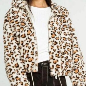 VS Pink Collab Know One Cares Leopard Print Sweater